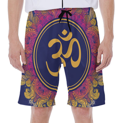 Boho Om Mandala Print Men's Beach Shorts