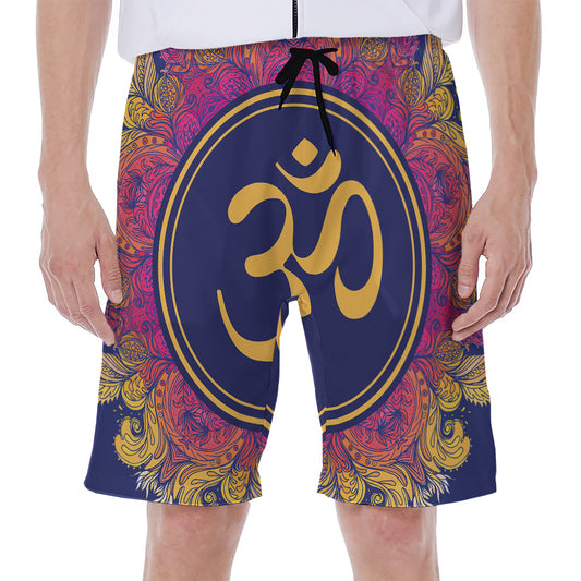 Boho Om Mandala Print Men's Beach Shorts