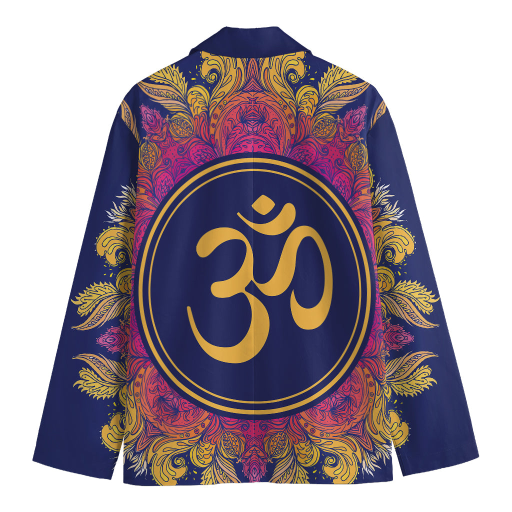 Boho Om Mandala Print Men's Cotton Blazer