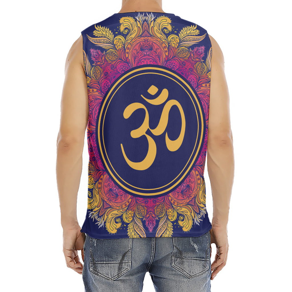 Boho Om Mandala Print Men's Fitness Tank Top