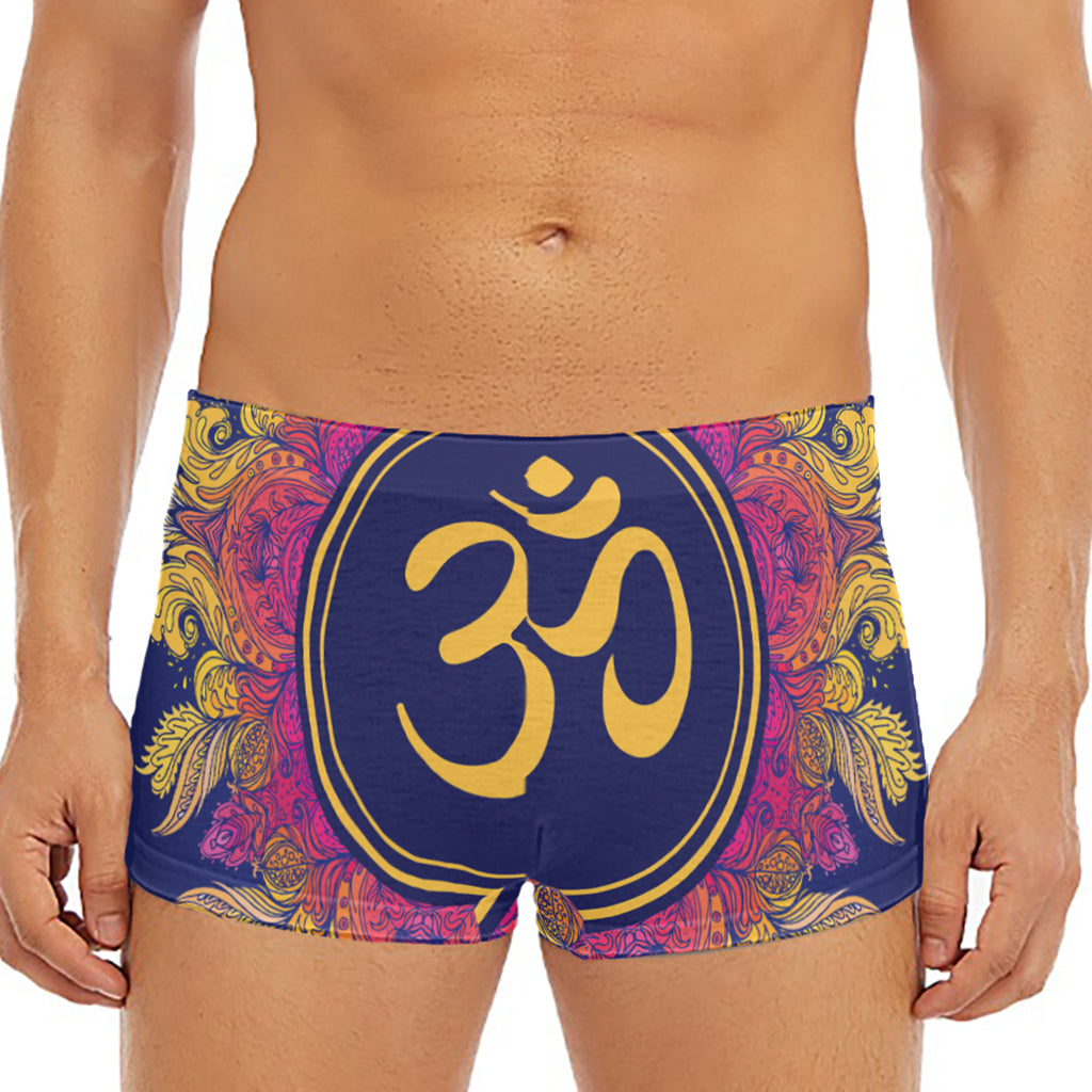 Boho Om Mandala Print Men's Short Boxer Briefs