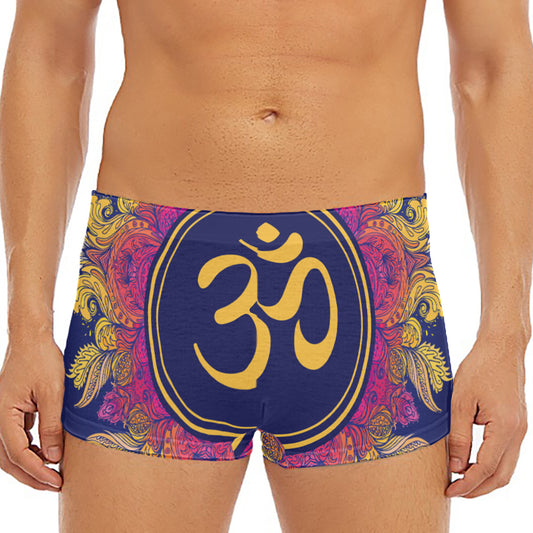 Boho Om Mandala Print Men's Short Boxer Briefs