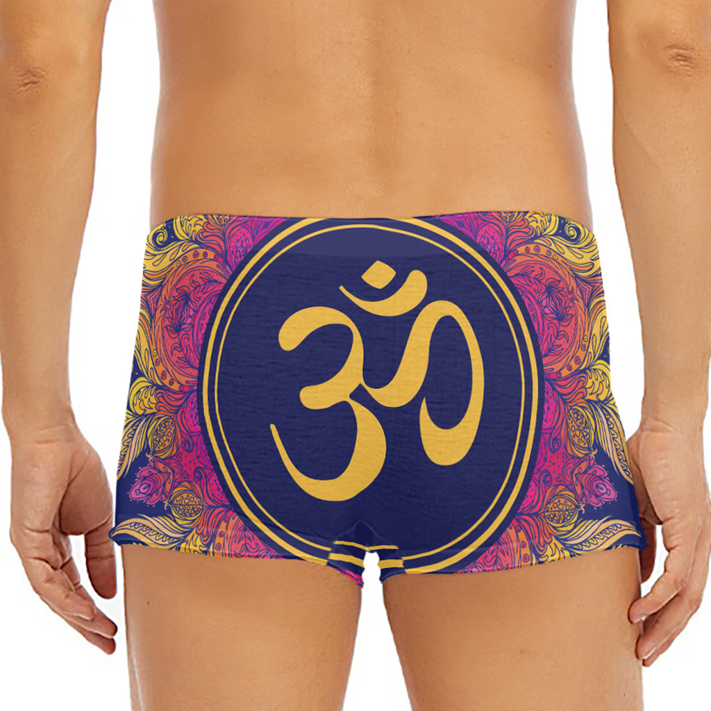 Boho Om Mandala Print Men's Short Boxer Briefs