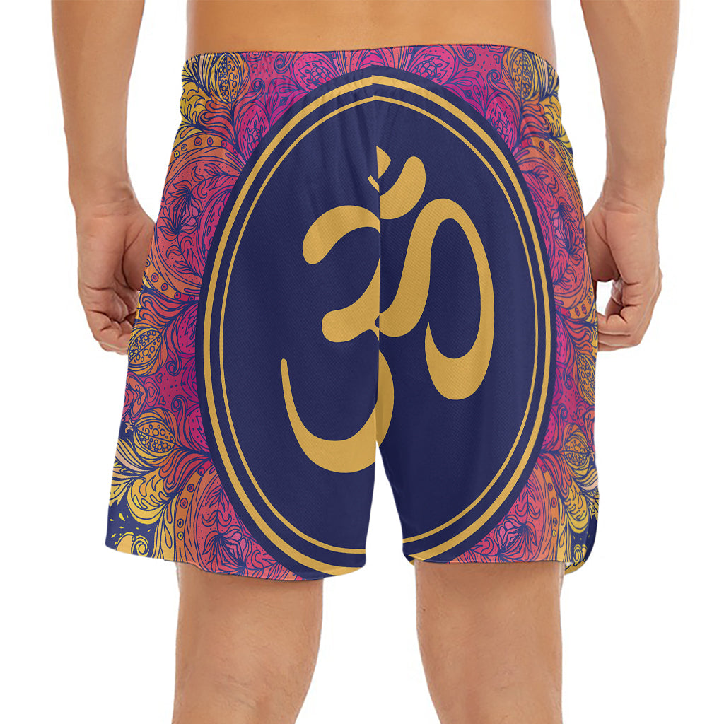 Boho Om Mandala Print Men's Split Running Shorts
