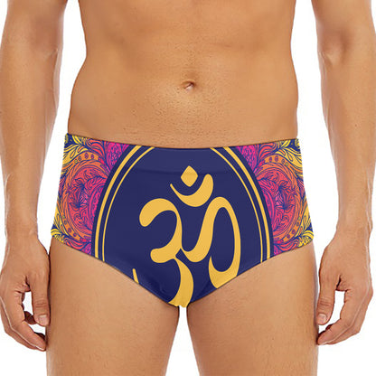 Boho Om Mandala Print Men's Triangle Swim Briefs