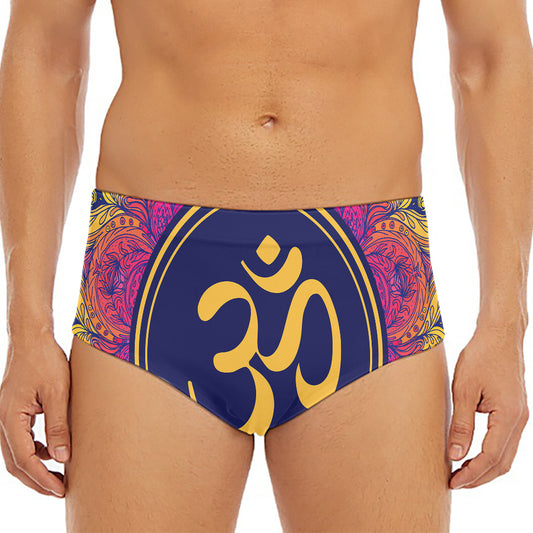 Boho Om Mandala Print Men's Triangle Swim Briefs