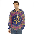Boho Om Mandala Print Men's Velvet Pullover Hoodie