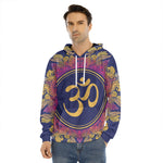Boho Om Mandala Print Men's Velvet Pullover Hoodie
