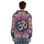 Boho Om Mandala Print Men's Velvet Pullover Hoodie