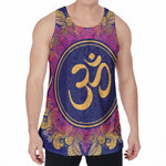 Boho Om Mandala Print Men's Velvet Tank Top