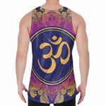 Boho Om Mandala Print Men's Velvet Tank Top
