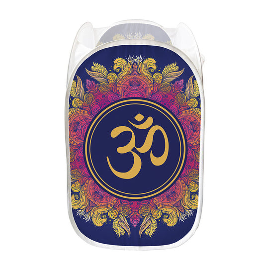 Boho Om Mandala Print Mesh Laundry Hamper