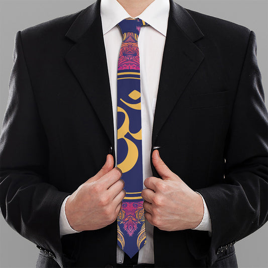 Boho Om Mandala Print Necktie