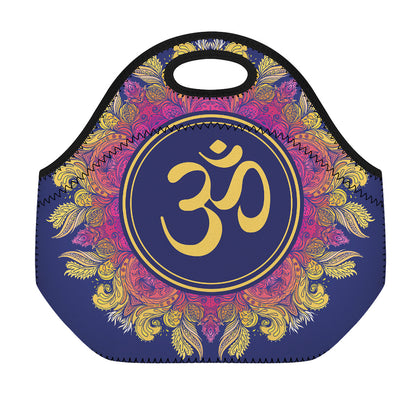Boho Om Mandala Print Neoprene Lunch Bag