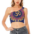 Boho Om Mandala Print One Shoulder Crop Top