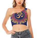 Boho Om Mandala Print One Shoulder Crop Top
