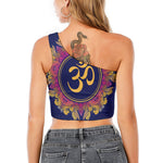 Boho Om Mandala Print One Shoulder Crop Top