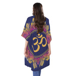 Boho Om Mandala Print Open Front Beach Cover Up