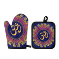 Boho Om Mandala Print Oven Mitt And Pot Holder Set