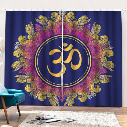 Boho Om Mandala Print Pencil Pleat Curtains