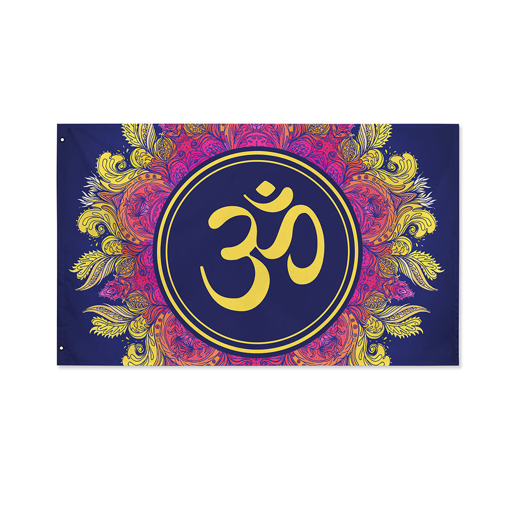 Boho Om Mandala Print Polyester Flag