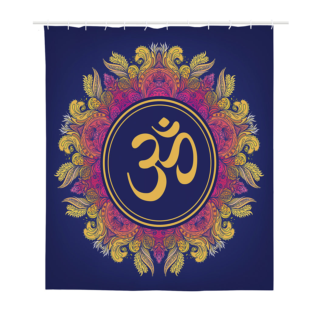 Boho Om Mandala Print Polyester Shower Curtain