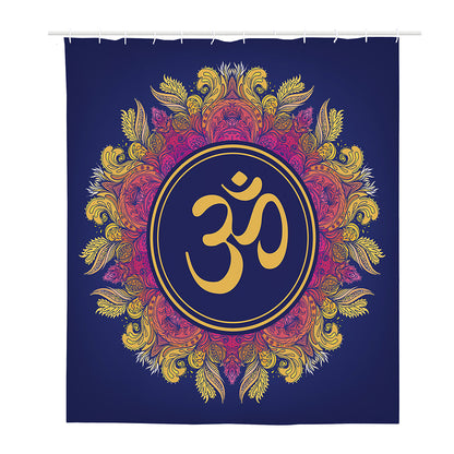 Boho Om Mandala Print Polyester Shower Curtain