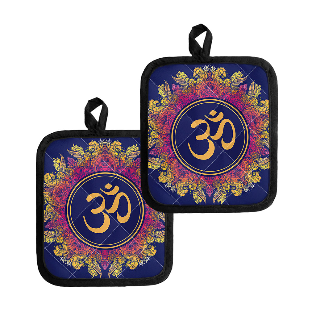 Boho Om Mandala Print Pot Holders
