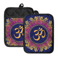Boho Om Mandala Print Pot Holders With Pocket