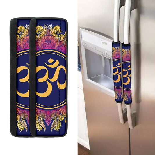 Boho Om Mandala Print Refrigerator Handle Covers