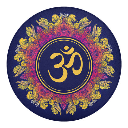 Boho Om Mandala Print Round Blanket