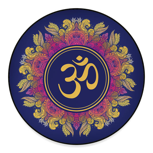 Boho Om Mandala Print Round Floor Mat