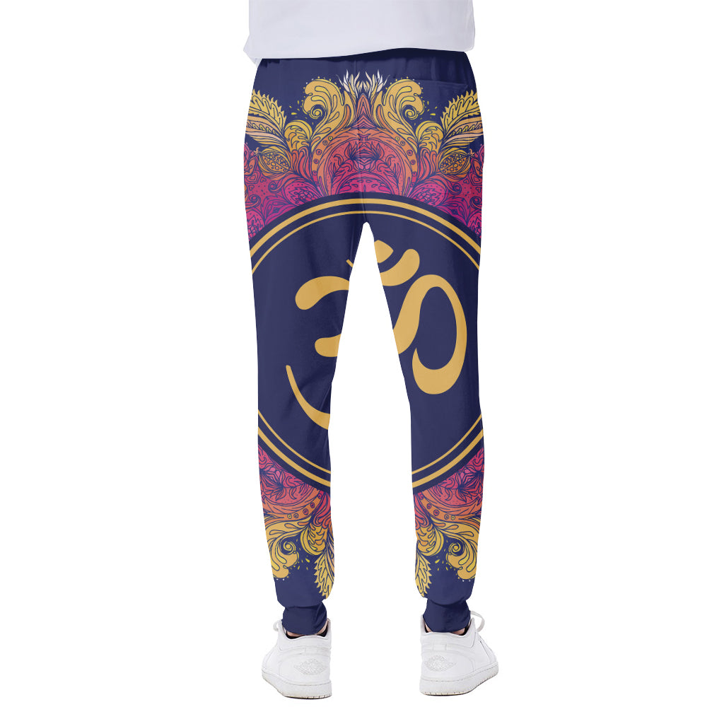 Boho Om Mandala Print Scuba Joggers
