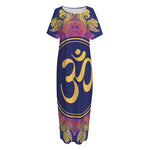 Boho Om Mandala Print Short Sleeve Long Nightdress