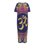 Boho Om Mandala Print Short Sleeve Long Nightdress