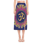 Boho Om Mandala Print Side Slit Midi Skirt