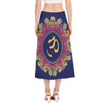 Boho Om Mandala Print Side Slit Midi Skirt