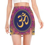 Boho Om Mandala Print Side Slit Mini Skirt