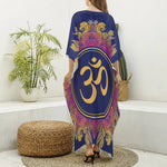 Boho Om Mandala Print Silk V-Neck Kaftan Dress