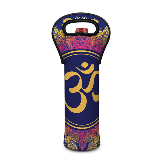 Boho Om Mandala Print Single Neoprene Wine Tote