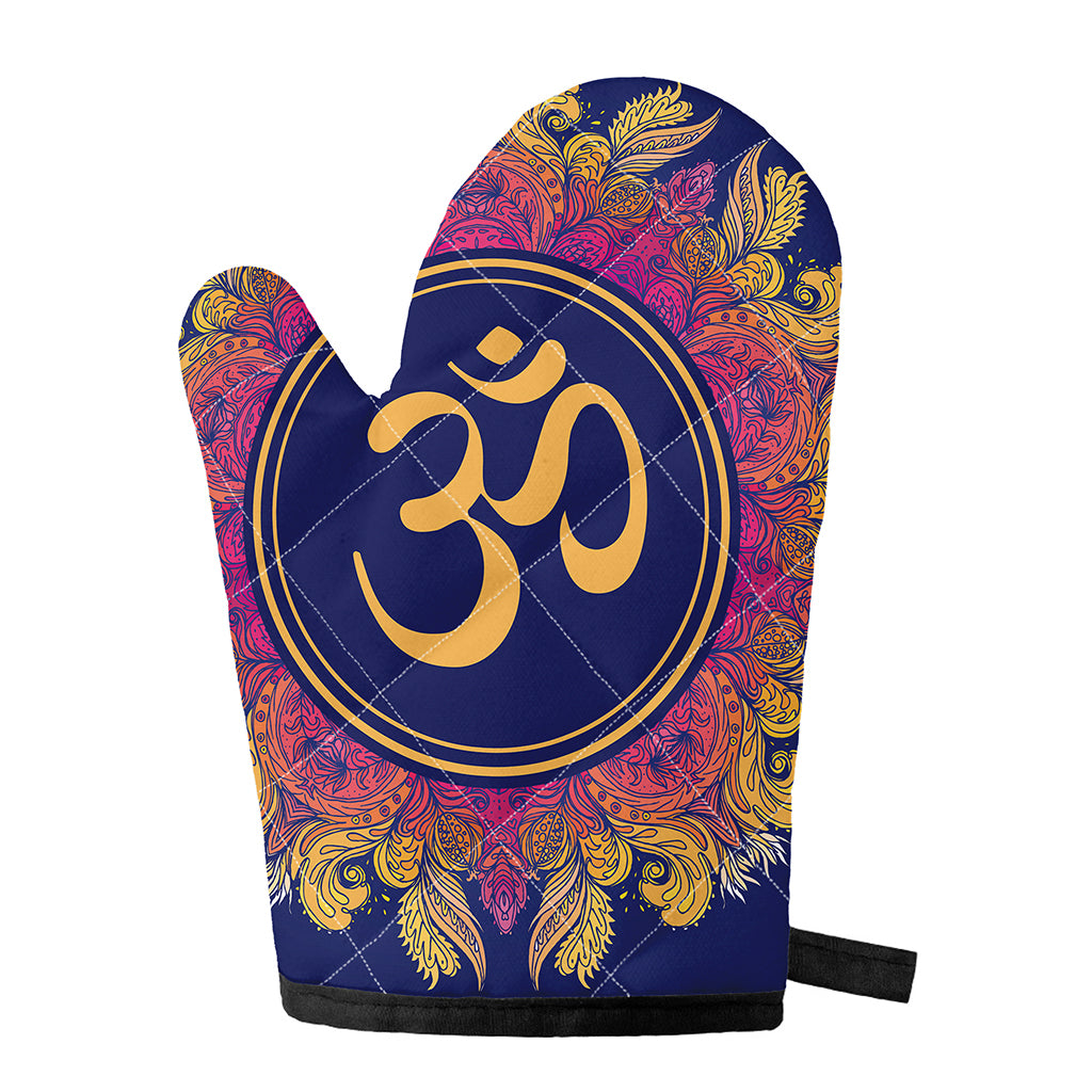 Boho Om Mandala Print Single Oven Mitt