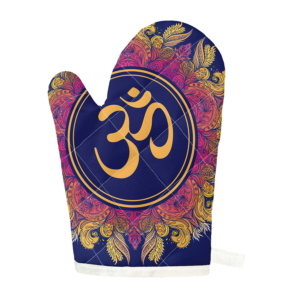 Boho Om Mandala Print Single Oven Mitt