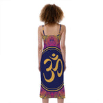 Boho Om Mandala Print Slim Fit Midi Cami Dress