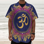 Boho Om Mandala Print Textured Short Sleeve Shirt