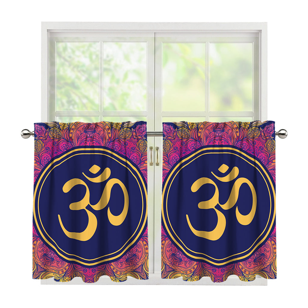 Boho Om Mandala Print Tier Curtains