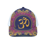 Boho Om Mandala Print White Mesh Trucker Cap