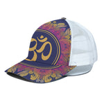 Boho Om Mandala Print White Mesh Trucker Cap
