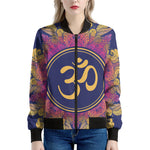 Boho Om Mandala Print Women's Bomber Jacket