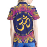 Boho Om Mandala Print Women's Polo Shirt
