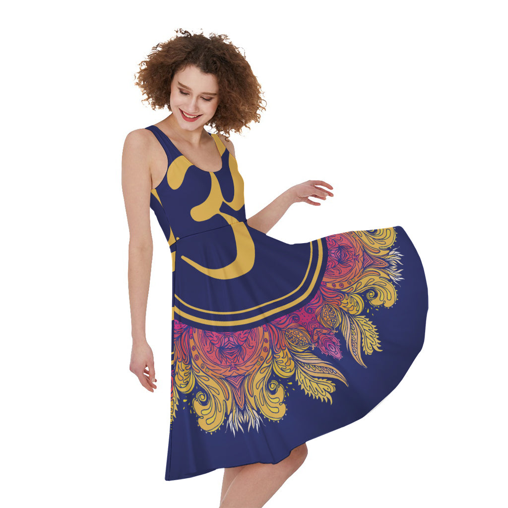 Boho Om Mandala Print Women's Sleeveless Dress
